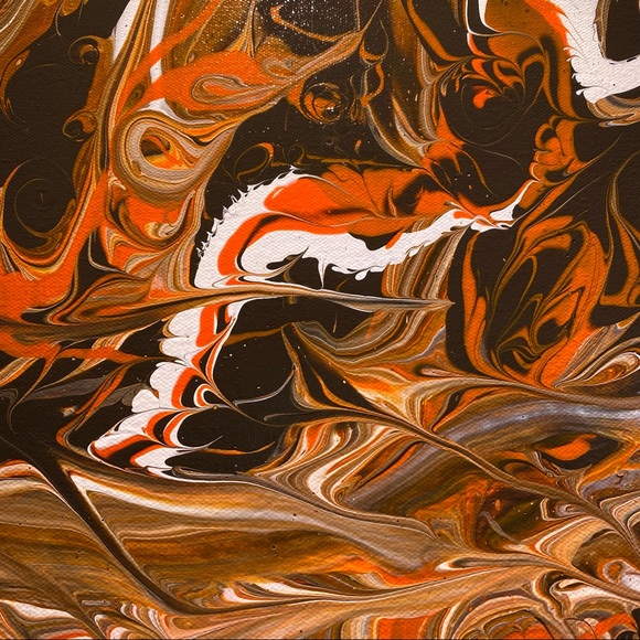 ❌SOLD Hand painted 11x14 abstract acrylic fluid pour art canvas painting brown - Picture 10 of 14
